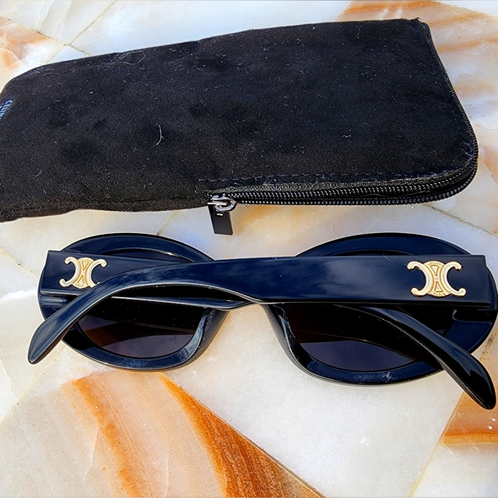 Celine Oval Sunglasses Triomphe Black - Picture 4 of 8